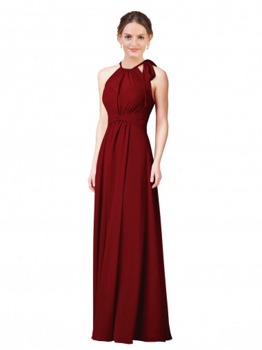 Online Luxe Chiffon Bridesmaid Dress with Open Slit In the Back UK