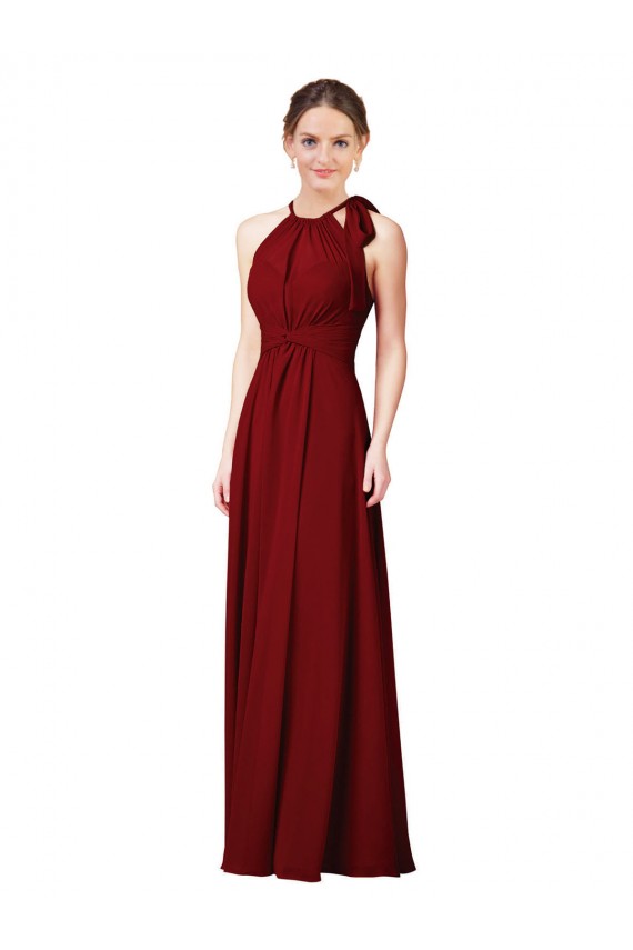 Online Luxe Chiffon Bridesmaid Dress with Open Slit In the Back UK