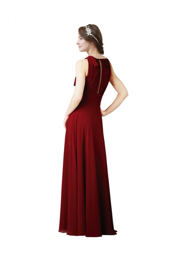 Online Luxe Chiffon Bridesmaid Dress with Open Slit In the Back UK