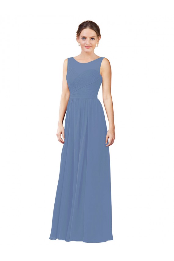 Online Luxe Chiffon Bridesmaid Dress with Illusion and Sweetheart Neckline UK