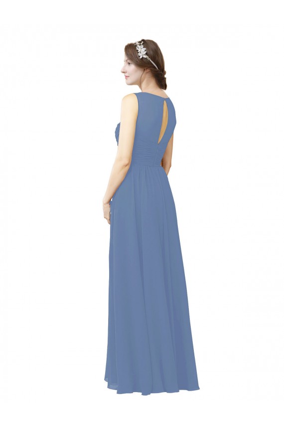 Online Luxe Chiffon Bridesmaid Dress with Illusion and Sweetheart Neckline UK
