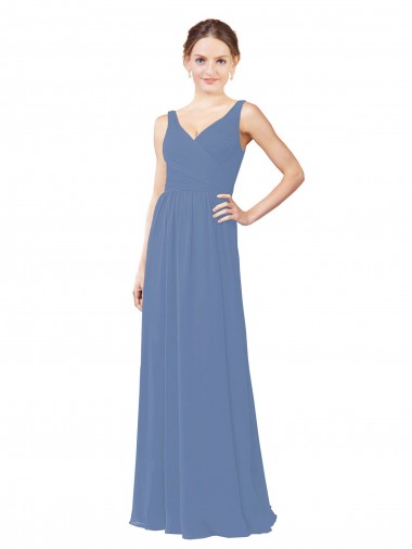 Online Draped V-Neck Luxe Chiffon Bridesmaid Dress UK
