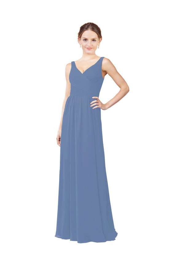 Online Draped V-Neck Luxe Chiffon Bridesmaid Dress UK