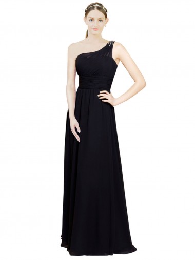 Online Sweetheart Chiffon Bridesmaid Dress with Beaded One Shoulder Strap UK