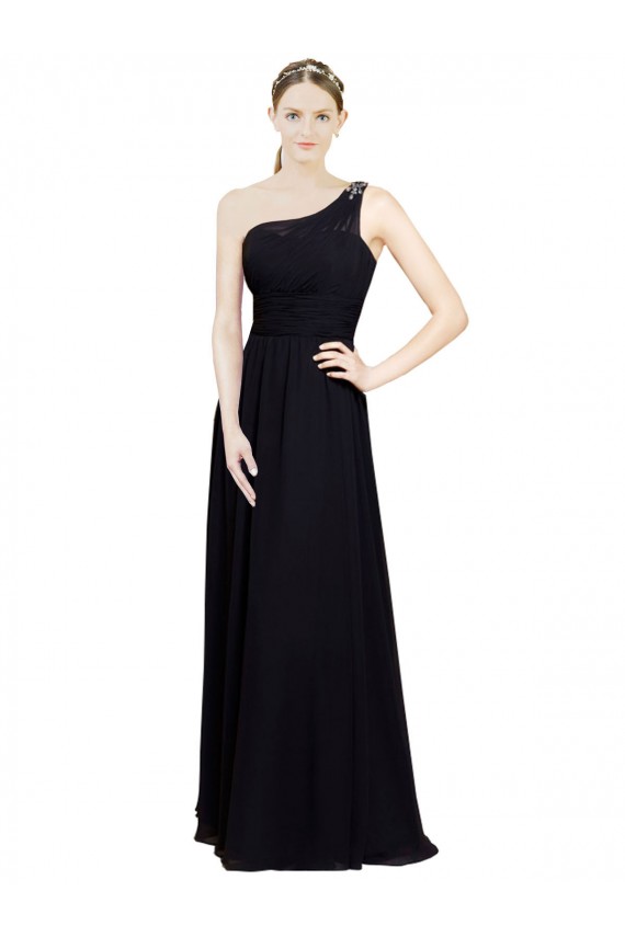 Online Sweetheart Chiffon Bridesmaid Dress with Beaded One Shoulder Strap UK
