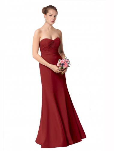 Online Full Length Sweetheart Chiffon Bridesmaid Dress with Ruched Bodice UK