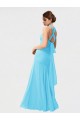 Online Long Halter Chiffon Bridesmaid Dress with Dropped Waist UK