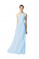 Online One Shoulder Long Chiffon Bridesmaid Dress with Shirred Bodice and Front Keyhole UK