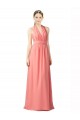 Online Shirred Bodice Full Length Long Chiffon Bridesmaid Dress UK