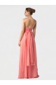 Online Shirred Bodice Full Length Long Chiffon Bridesmaid Dress UK