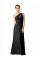 Online One Shoulder Full Length Chiffon Bridesmaid Dress with Shirred Bodice UK