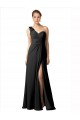 Online Sheer One Shoulder Chiffon A-Line Bridesmaid Dress with Slit UK
