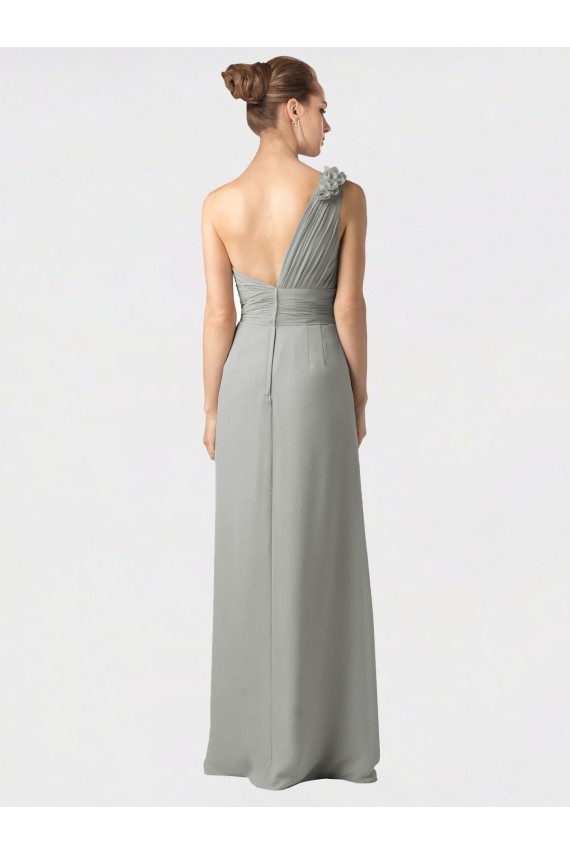 Online Sheer One Shoulder Chiffon A-Line Bridesmaid Dress with Slit UK