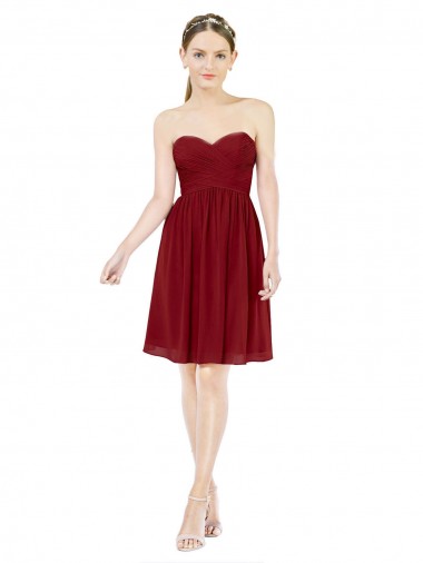 Online Short Sweetheart Knee Length Chiffon Cocktail Bridesmaid Dress with Open Back UK