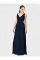 Online Long Chiffon Bridesmaid Dress with Shirred Bodice and V-Neckline UK