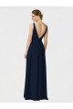 Online Long Chiffon Bridesmaid Dress with Shirred Bodice and V-Neckline UK