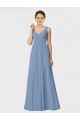 Online Long Chiffon Bridesmaid Dress with Sweetheart Neckline and Wide Straps UK