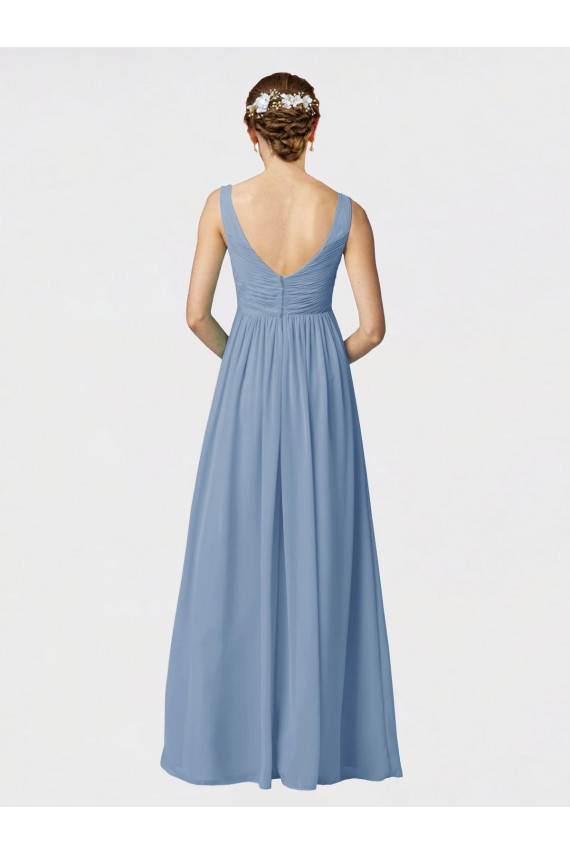 Online Long Chiffon Bridesmaid Dress with Sweetheart Neckline and Wide Straps UK