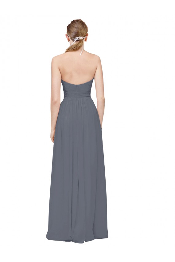Online Twisted Waist Pleats Sweetheart Long Chiffon Bridesmaid Dress UK