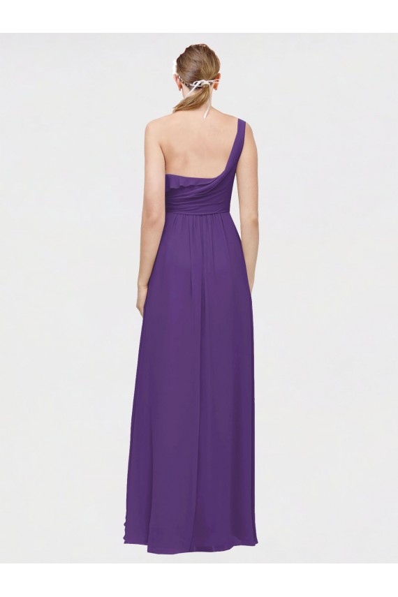 Online One Shoulder High Low Chiffon Bridesmaid Dress with Wrap Waist UK