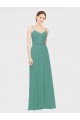 Online Rouched V-Neckline and Spaghetti Straps Long Chiffon Bridesmaid Dress UK
