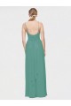 Online Rouched V-Neckline and Spaghetti Straps Long Chiffon Bridesmaid Dress UK