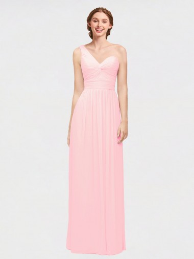 Online One Shoulder Twisted Waist Sweetheart Chiffon Bridesmaid Dress UK