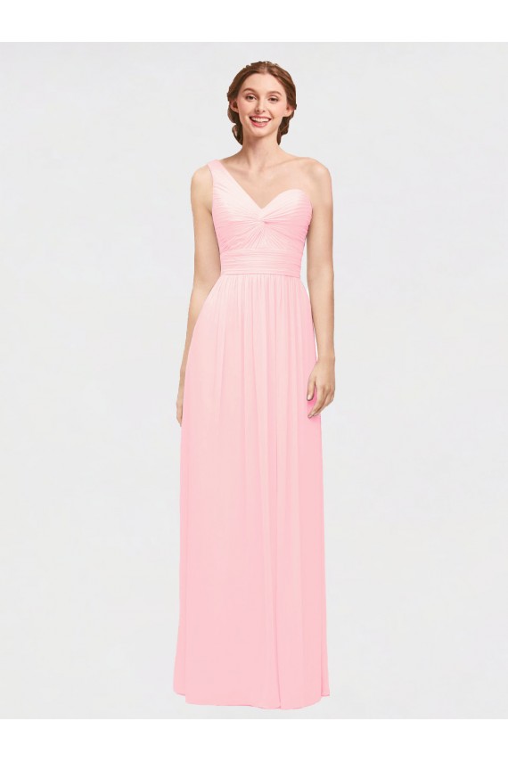 Online One Shoulder Twisted Waist Sweetheart Chiffon Bridesmaid Dress UK