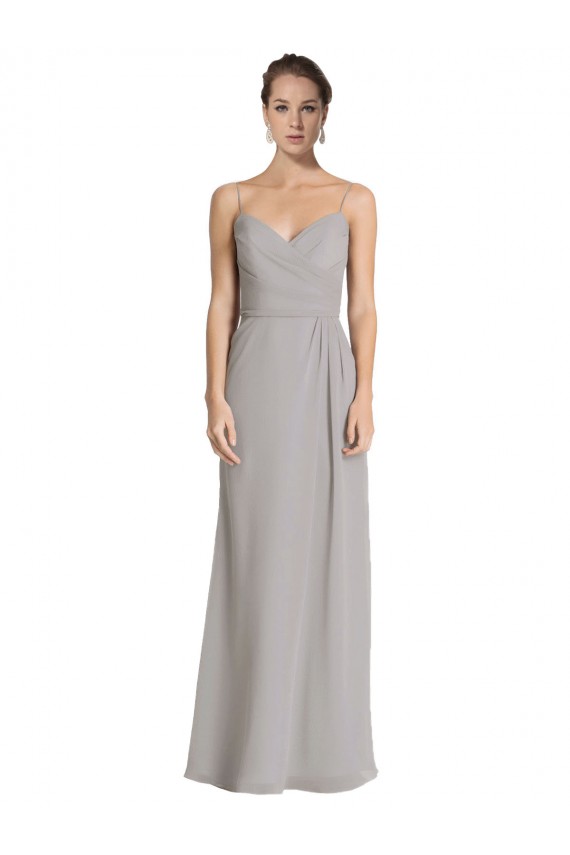 Online Long Chiffon A-Line Bridesmaid Dress with Criss-Cross Draped Bodice UK