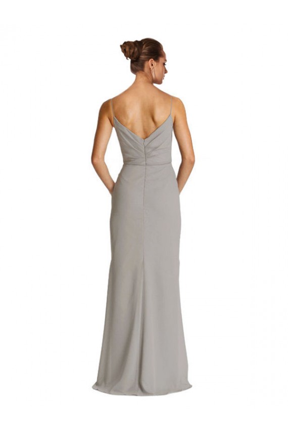 Online Long Chiffon A-Line Bridesmaid Dress with Criss-Cross Draped Bodice UK