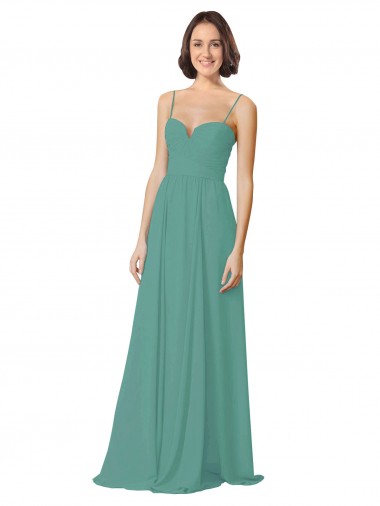 Online Spaghetti Straps Sweetheart A-Line Chiffon Bridesmaid Dress UK