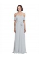 Online Off the Shoulder Spaghetti Strap Long Chiffon Bridesmaids Dress UK