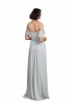 Online Off the Shoulder Spaghetti Strap Long Chiffon Bridesmaids Dress UK