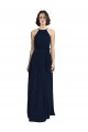 Online High Neckline Floor Length Chiffon Bridesmaid Dress with Belt UK