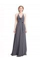 Online Spaghetti Strap Long Chiffon Bridesmaids Dress with Halter Cowl Neck UK