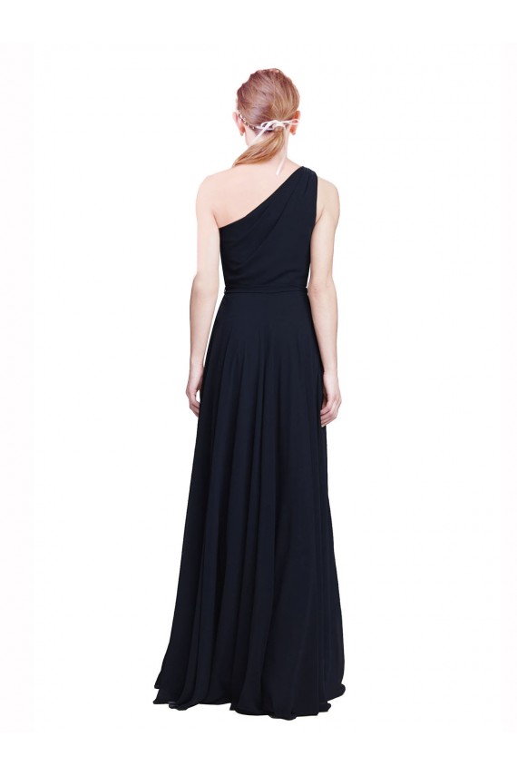 Online Long Chiffon Bridesmaid Dress with One Shoulder Neckline And Belt UK