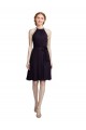 Online Short Knee Length High Neck Chiffon Bridesmaids Dress UK
