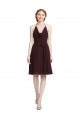Online Short Knee Length Chiffon Bridesmaids Dress with Halter Cowl Neck UK