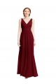 Online Long Chiffon V-Neck Bridesmaids Dress with Double Strap UK