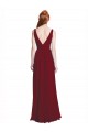 Online Long Chiffon V-Neck Bridesmaids Dress with Double Strap UK
