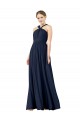 Online High V-Neck Floor Length Chiffon Bridesmaid Dress UK
