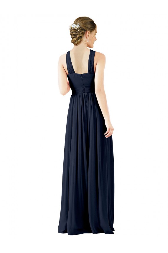 Online High V-Neck Floor Length Chiffon Bridesmaid Dress UK