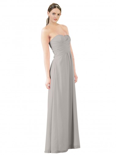 Online Twisted Strapless Sweetheart Neckline Long Chiffon Bridesmaid Dress UK