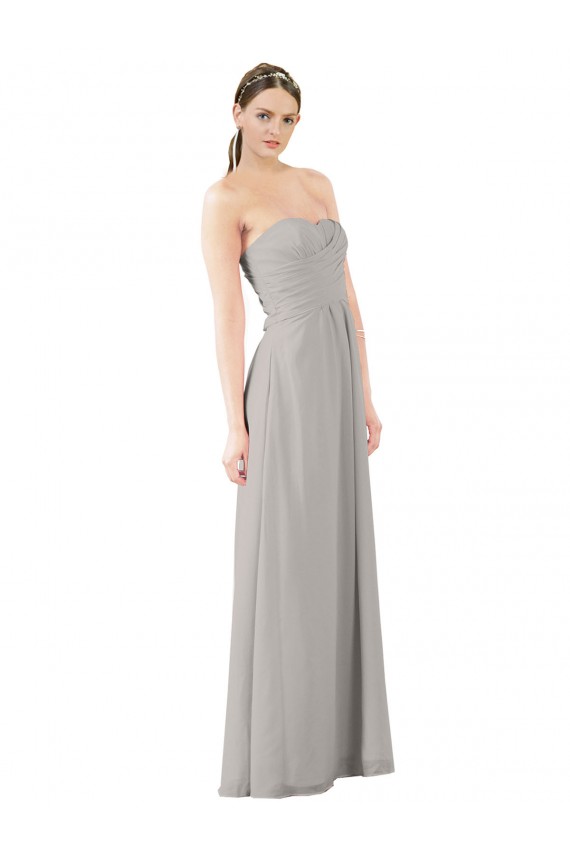 Online Twisted Strapless Sweetheart Neckline Long Chiffon Bridesmaid Dress UK