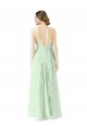 Online Front halter Neckline and Deep Back Long Chiffon Bridesmaid Dress UK