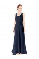 Online Scoop Neckline Fitted Long Chiffon Bridesmaid Dress Open Back UK