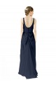 Online Scoop Neckline Fitted Long Chiffon Bridesmaid Dress Open Back UK