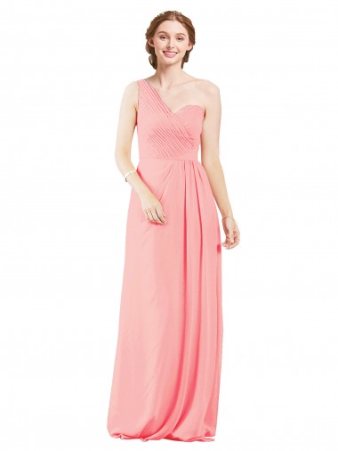 Online One Shoulder Sweetheart Neckline Long Chiffon Bridesmaid Dress UK