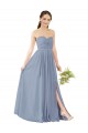 Online Deep Sweetheart Neckline Open Back Long Chiffon Bridesmaid Dress UK