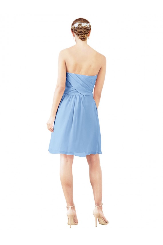 Online Short Knee Length Chiffon Cocktail Bridesmaid Dress with Twisted Strapless Sweetheart Neckline UK